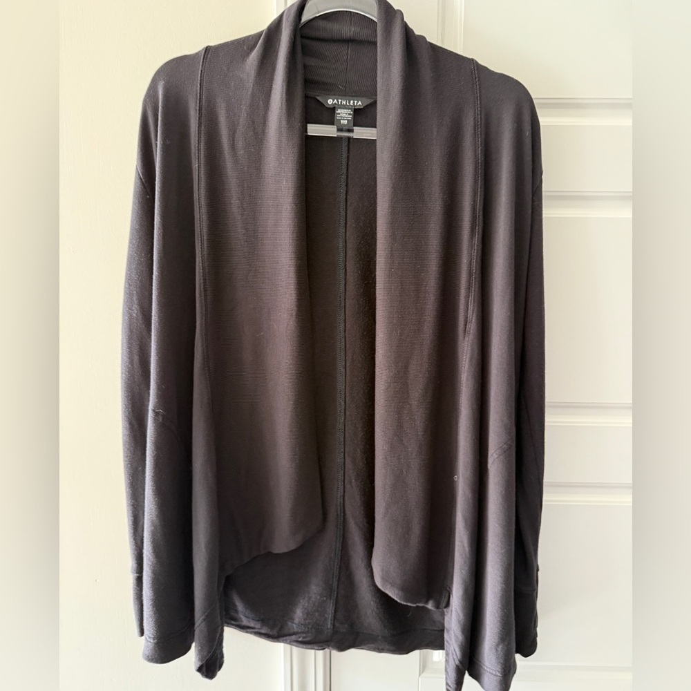 Athleta Pranayama Oversized Open Front Autumn Wrap Cardigan Black XXS